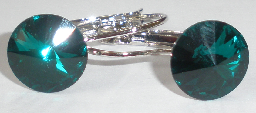 Náušnice Swarovski 1 Rivoli 14 mm Emerald rhodiované zapínací (1R14_42)