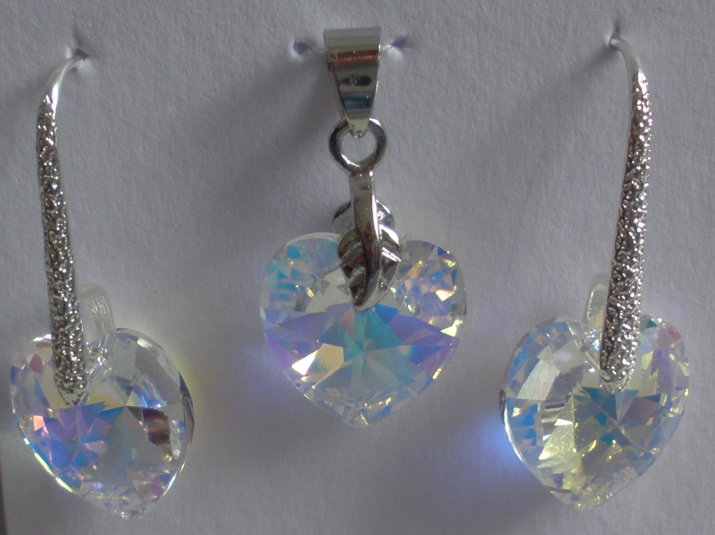 Sada Swarovski Srdce Crystal AB s bižuterními komponenty (Sw14Sr16)