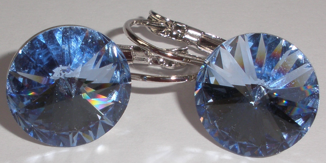 Náušnice Swarovski 1 Rivoli 14 mm Light Sapphire rhodiované zapínací (1R14_38)