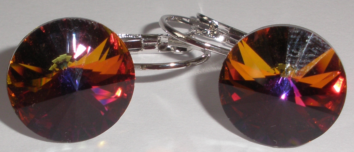 Náušnice Swarovski 1 Rivoli 14 mm Volcano rhodiované zapínací (1R14_74)