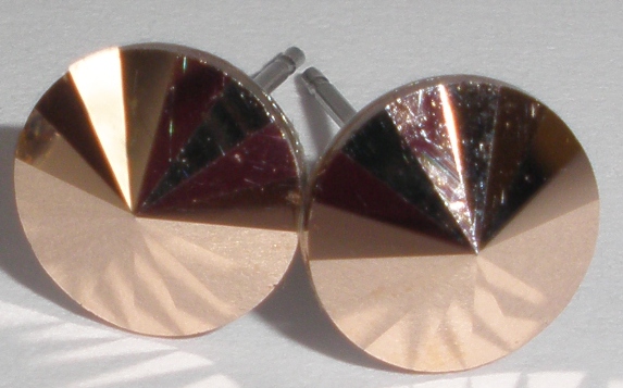 Náušnice Swarovski Rivoli Rose Gold na rhodiované puzetě (Puz8_14)