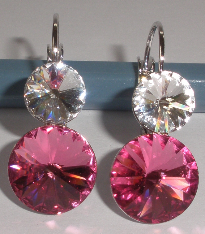 Náušnice Swarovski 2 Rivoli Crystal / Rose rhodiované zapínací (2R812_1/18)