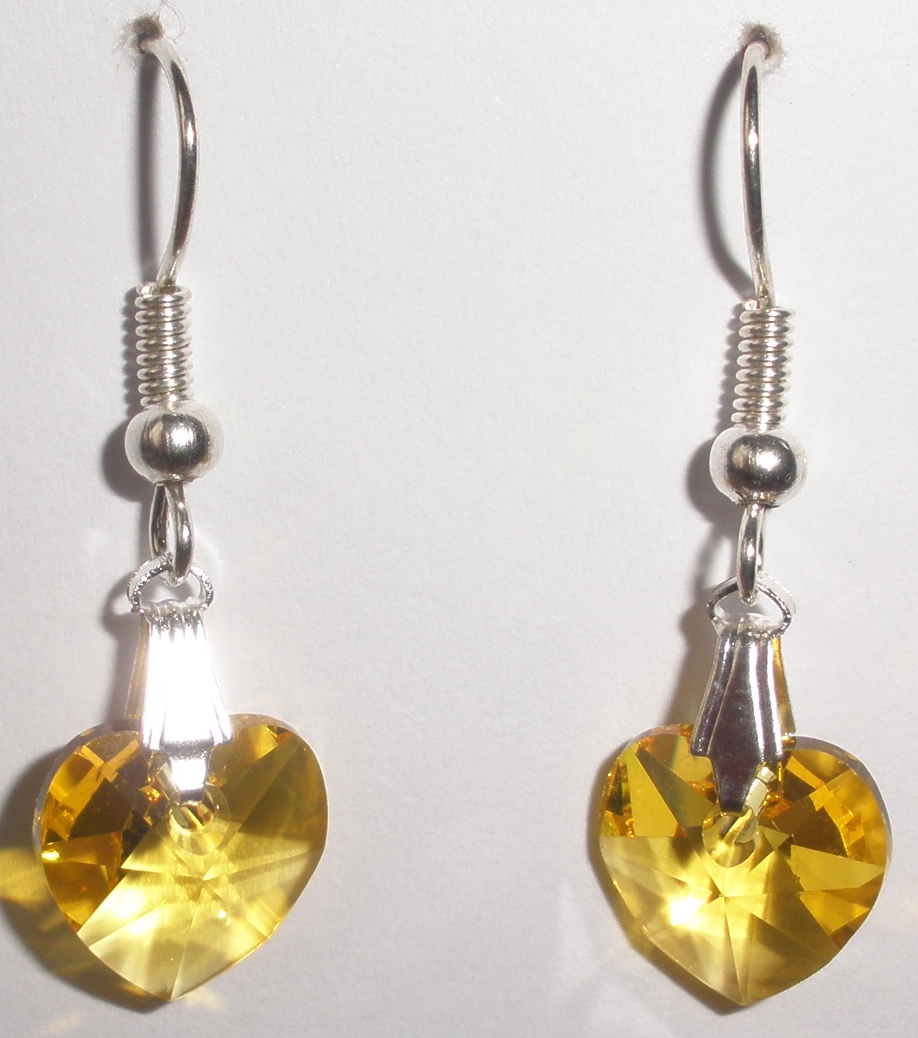 Náušnice Swarovski Srdíčka Jonquil (SwNSr_1)