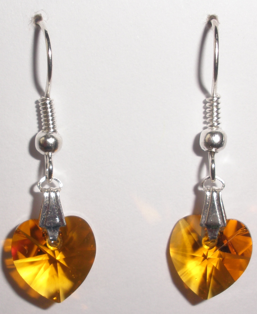 Náušnice Swarovski Srdíčka Topaz (SwNSr_3)