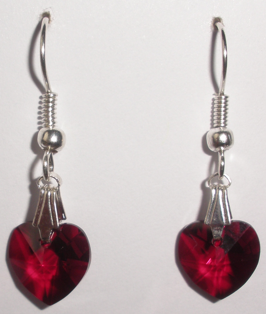 Náušnice Swarovski Srdíčka Garnet (SwNSr_5)