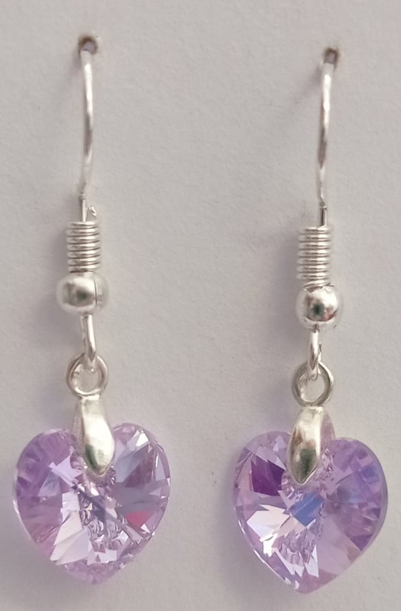 Náušnice Swarovski Srdíčka Violet AB (SwNSr_8)