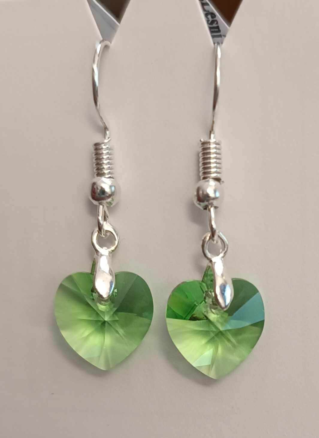 Náušnice Swarovski Srdíčka Peridot (SwNSr_11)