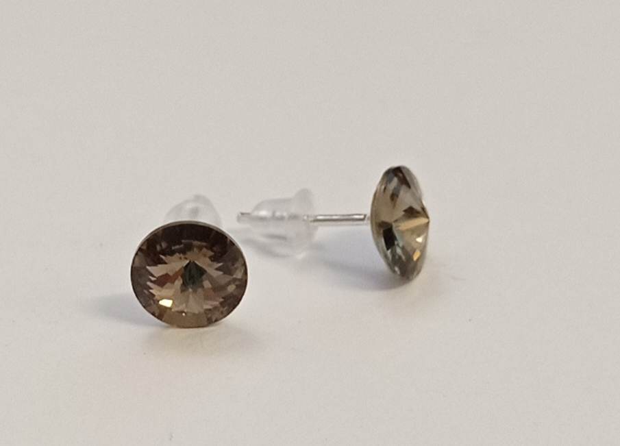 Náušnice Swarovski Rivoli Greige na puzetě s AG925 (Puz8_67)
