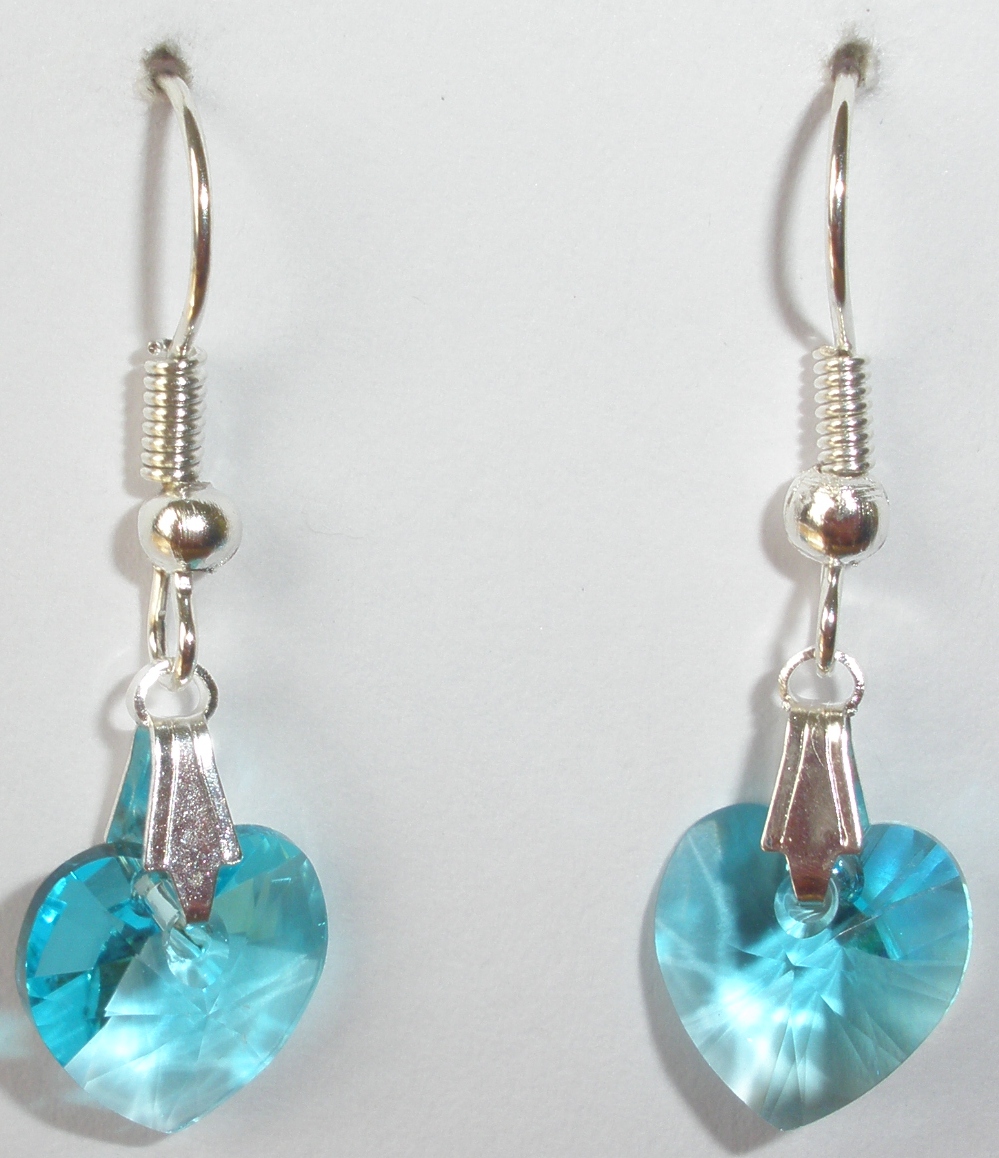 Náušnice Swarovski Srdíčka Light Turquoise (SwNSr_13)