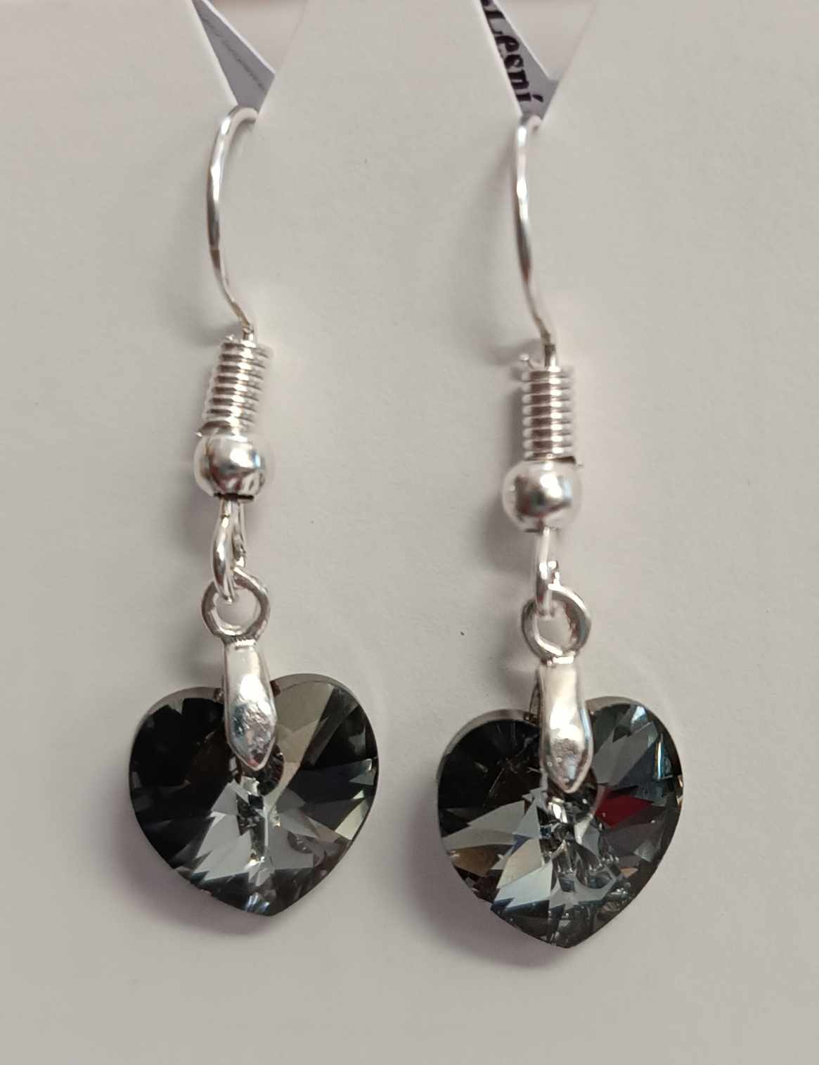 Náušnice Swarovski Srdíčka Silver Night AB (SwNSr_19)
