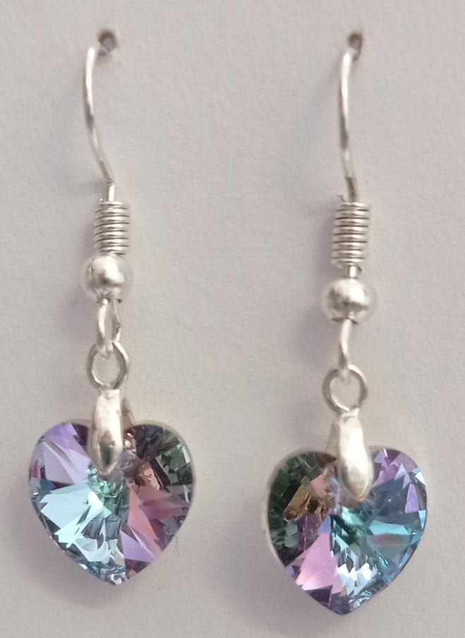 Náušnice Swarovski Srdíčka Vitrail Light AB (SwNSr_22)