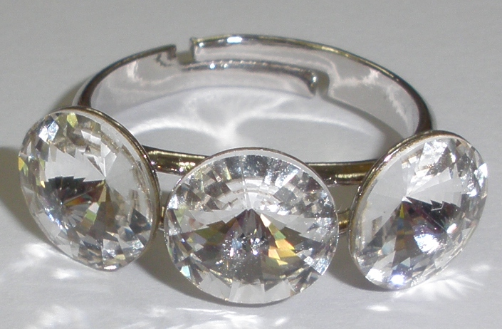 Prstýnek Swarovski 3 Rivoli Crystal rhodiovaný (SwPr3R_1A)