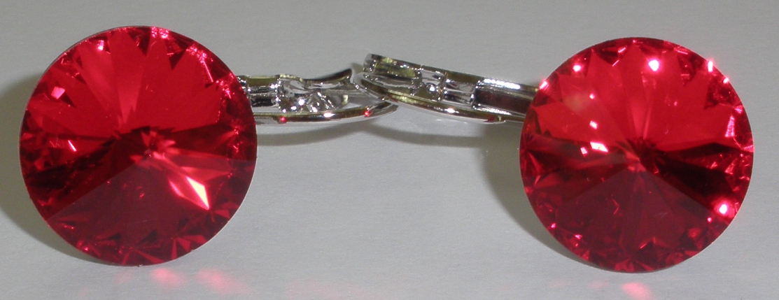 Náušnice Swarovski 1 Rivoli 14 mm Light Siam rhodiované zapínací (1R14_22)