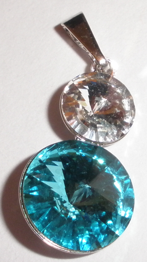 Přívěsek Swarovski 2 Rivoli Light Turquoise/Crystal rhodiovaný (Přív2R812_40/1)