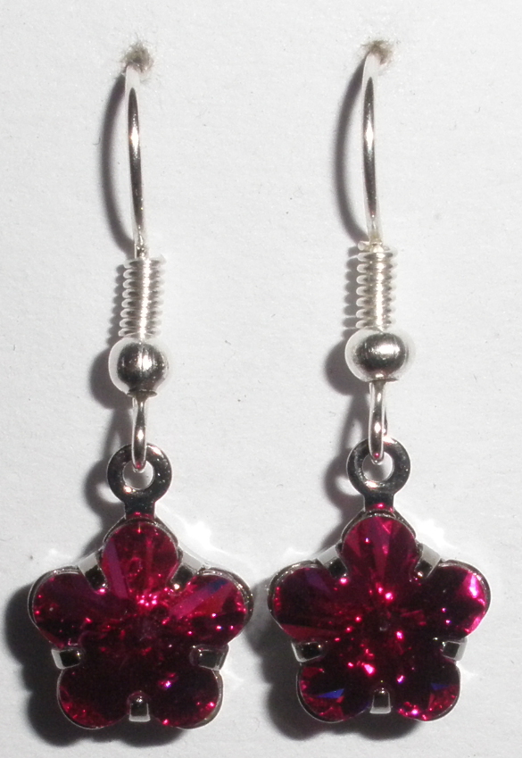 Náušnice Swarovski Kytička Fuchsia s bižuterními komponenty (SwKyK_17)