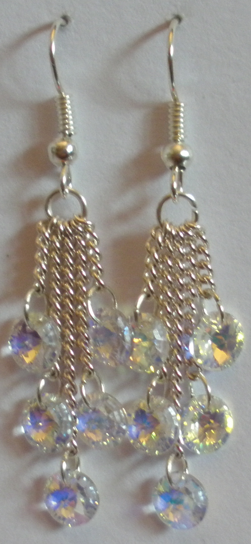 Víceřetízkové náušnice se Swarovski Elements Xilion 6 mm Crystal AB (SwVic_1)