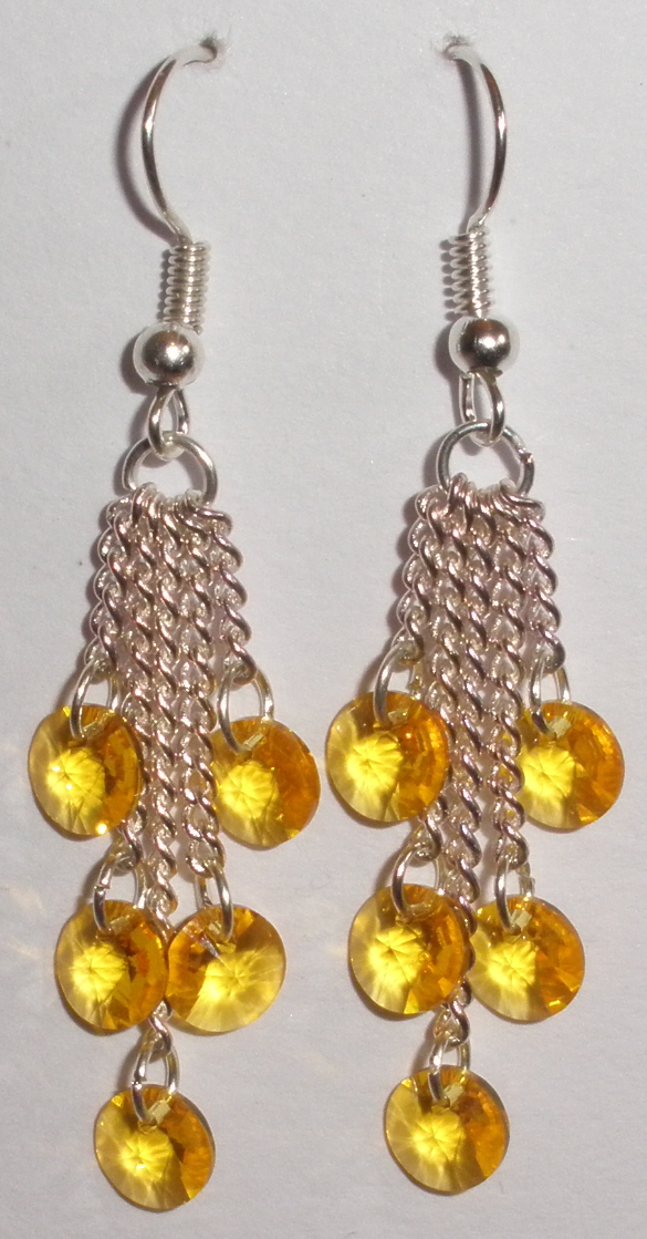 Víceřetízkové náušnice se Swarovski Elements Xilion 6 mm Sunflower (SwVic_2)