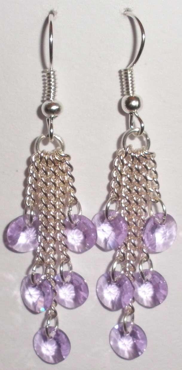 Víceřetízkové náušnice se Swarovski Elements Xilion 6 mm Violet (SwVic_6)