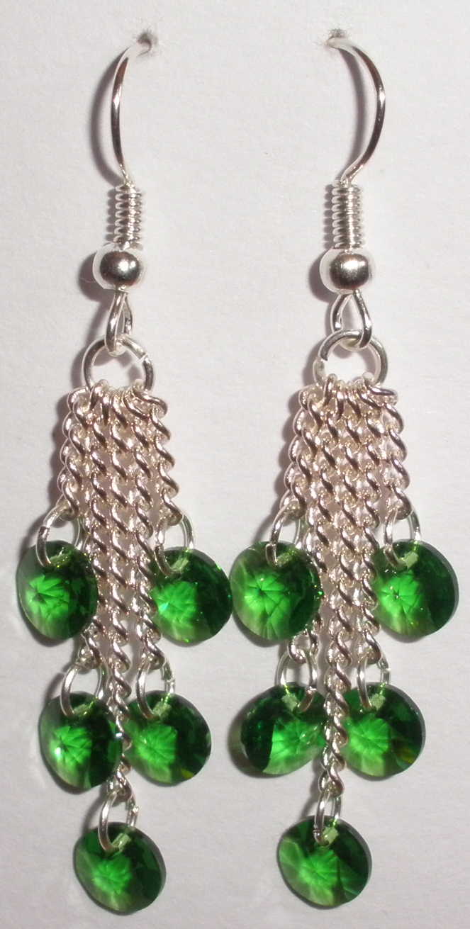 Víceřetízkové náušnice se Swarovski Elements Xilion 6 mm Fern Green (SwVic_11)