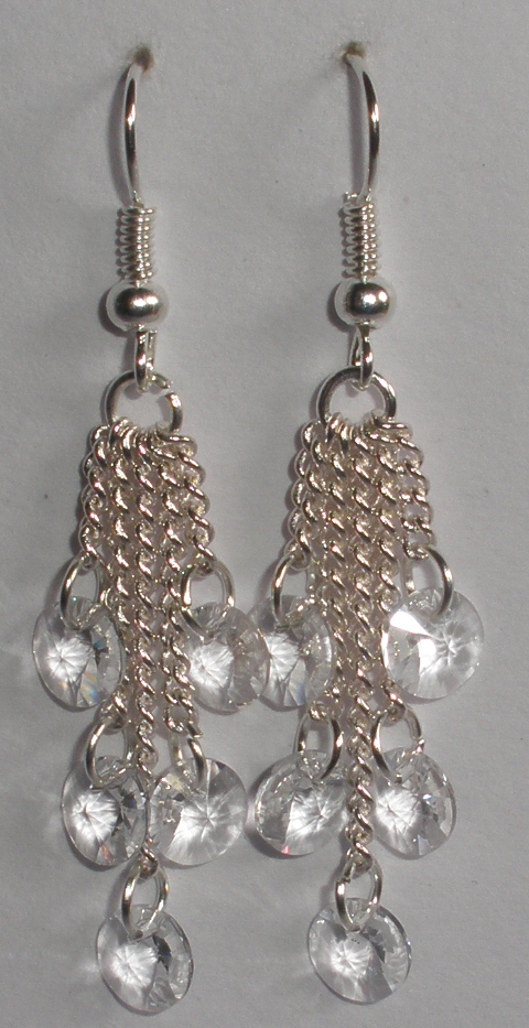 Víceřetízkové náušnice se Swarovski Elements Xilion 6 mm Crystal (SwVic_13)