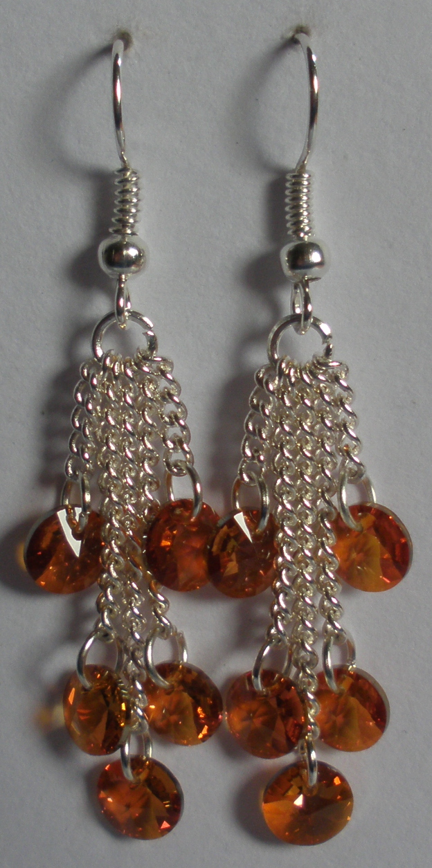 Víceřetízkové náušnice se Swarovski Elements Xilion 6 mm Copper (SwVic_12)