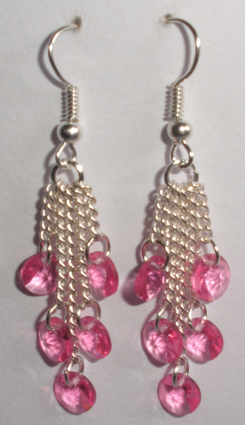 Víceřetízkové náušnice se Swarovski Elements Xilion 6 mm Rose (SwVic_16)