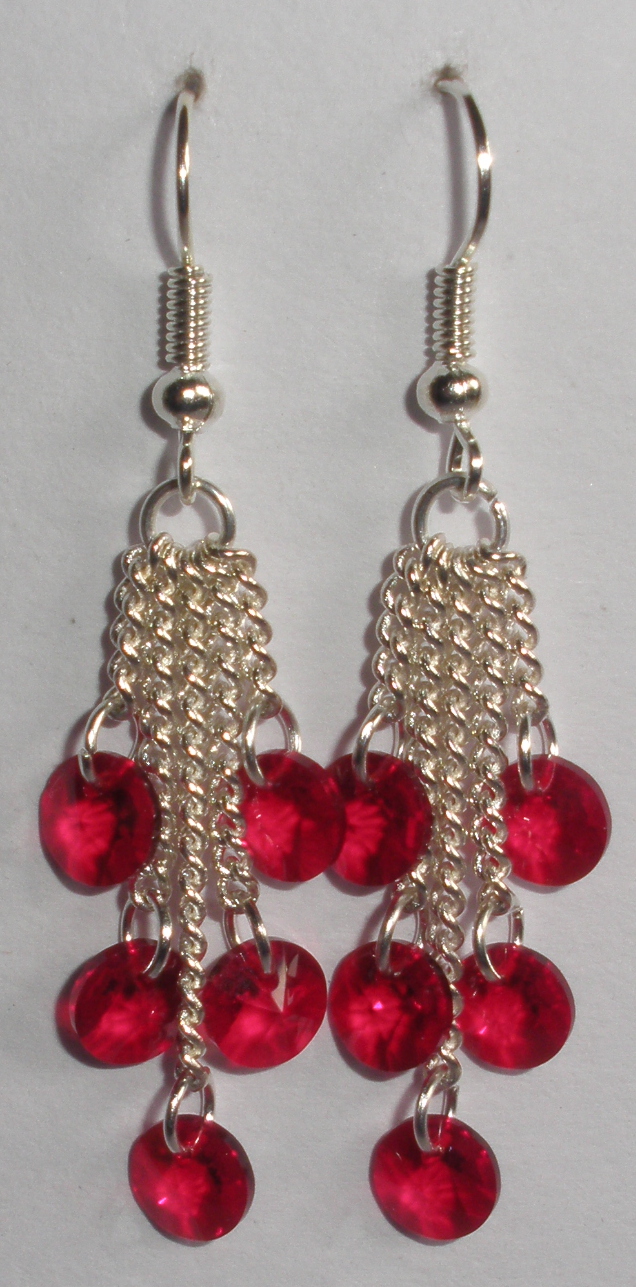 Víceřetízkové náušnice se Swarovski Elements Xilion 6 mm Siam (SwVic_17)