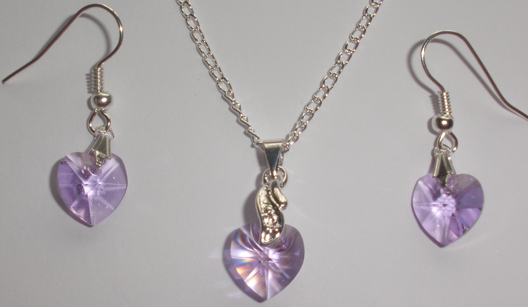 Sada Swarovski Srdce Violet s bižuterními komponenty (Sw10Sr6)