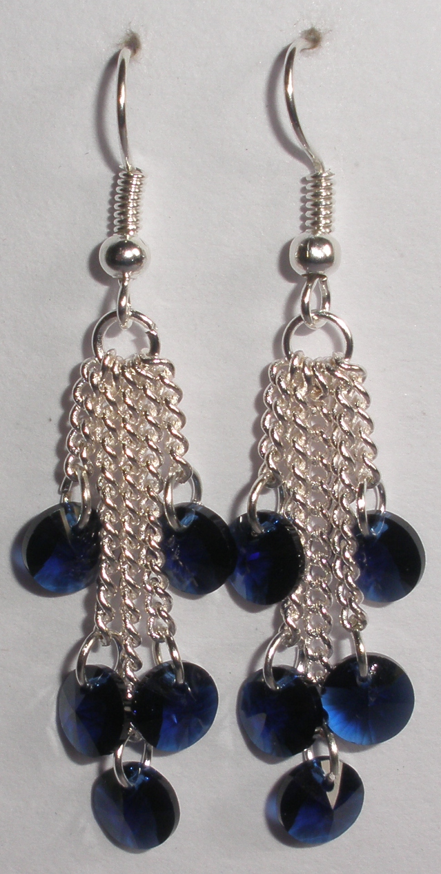 Víceřetízkové náušnice se Swarovski Elements Xilion 6 mm Dark Indigo (SwVic_20)
