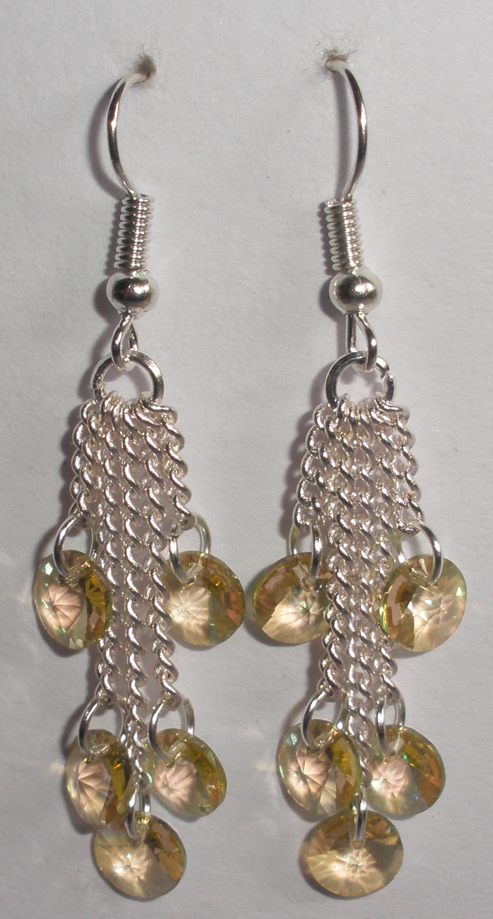 Víceřetízkové náušnice se Swarovski Elements Xilion 6 mm Lumin. Green (SwVic_21)