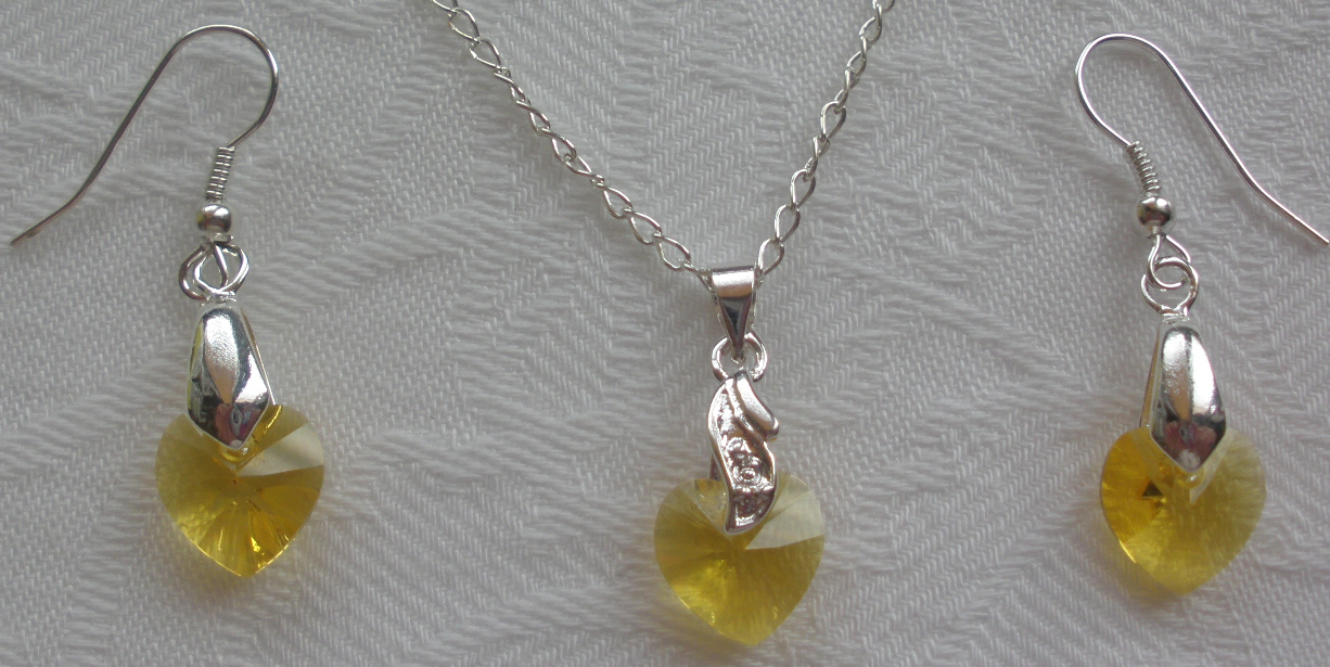 Sada Swarovski Srdce Light Topaz s bižuterními komponenty (Sw10Sr18)