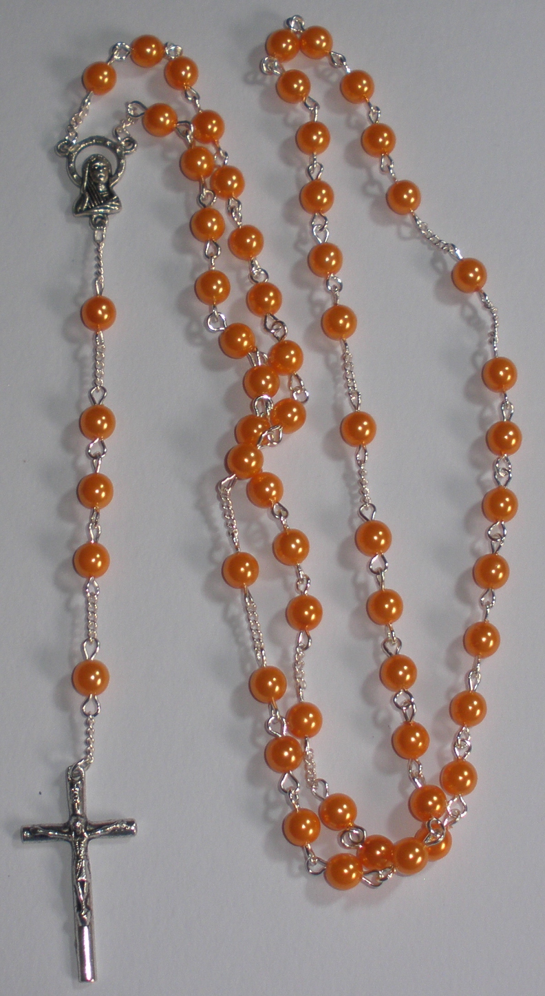 Růženec perličkový oranžový (Růž46) (13868)