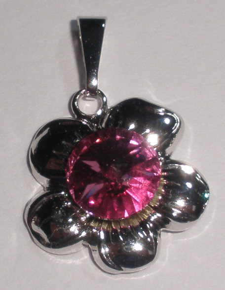 Přívěsek Rivoli Rose v kovové kytičce (PřívKyKaZ_18)