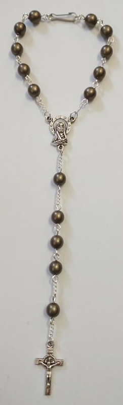 Khaki perličkový růženec do auta (RůA68) (47188)