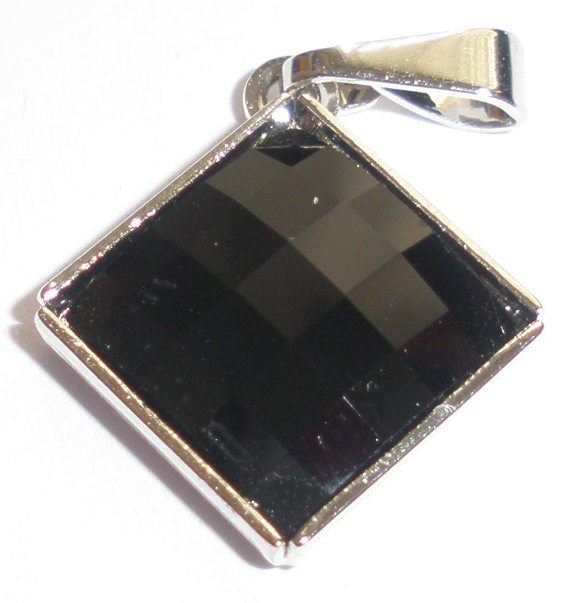 Přívěsek Swarovski Chessboard Jet rhodiovaný (PřívChe_53)