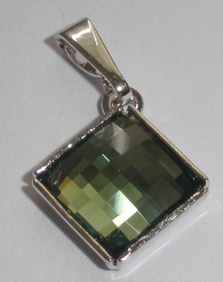 Přívěsek Swarovski Chessboard Erinit rhodiovaný (PřívChe_80)