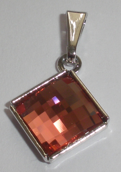Přívěsek Swarovski Chessboard Padparadscha rhodiovaný (PřívChe_16)