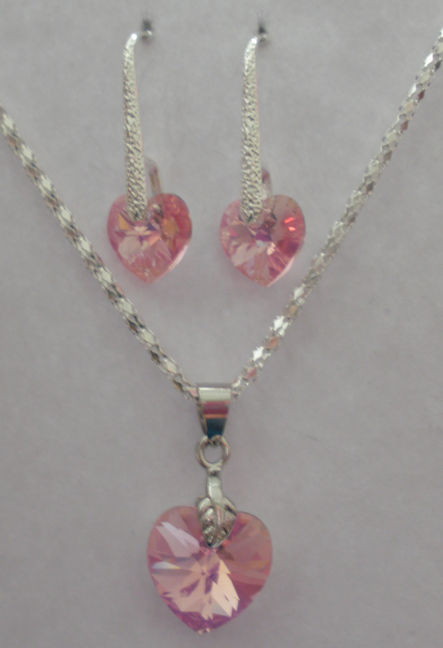 Sada Swarovski Srdce Light Rose AB s bižuterními komponenty (SwSr2)