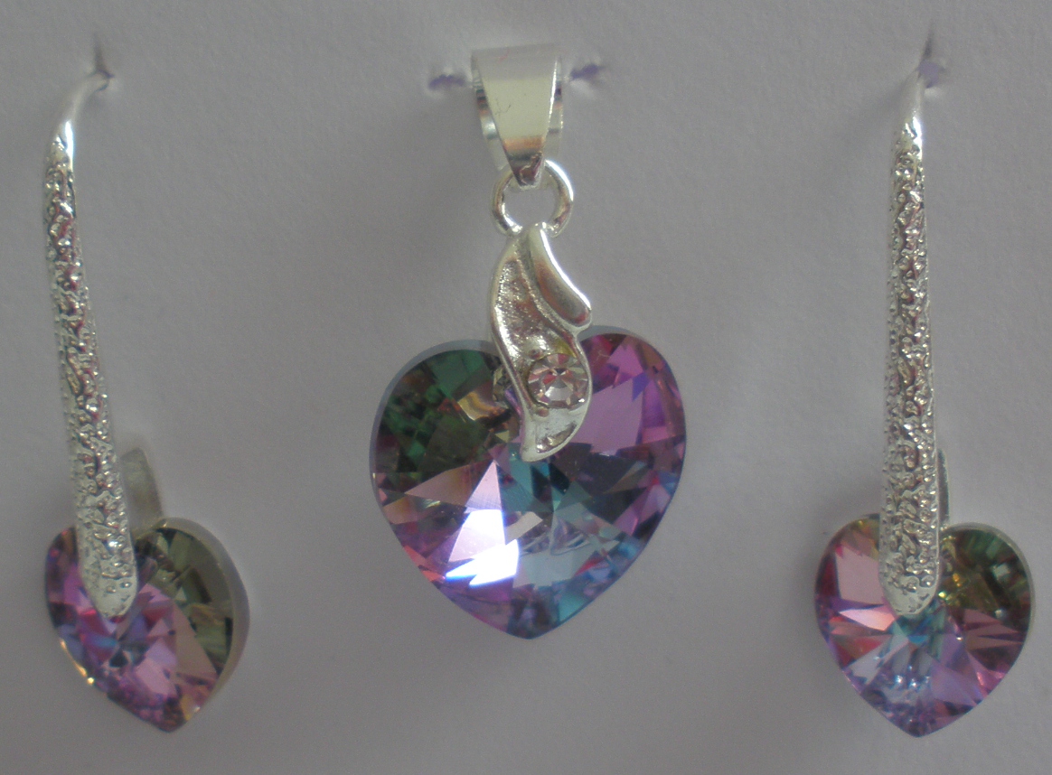 Sada Swarovski Srdce Vitrail Light AB s bižuterními komponenty (SwSr3)