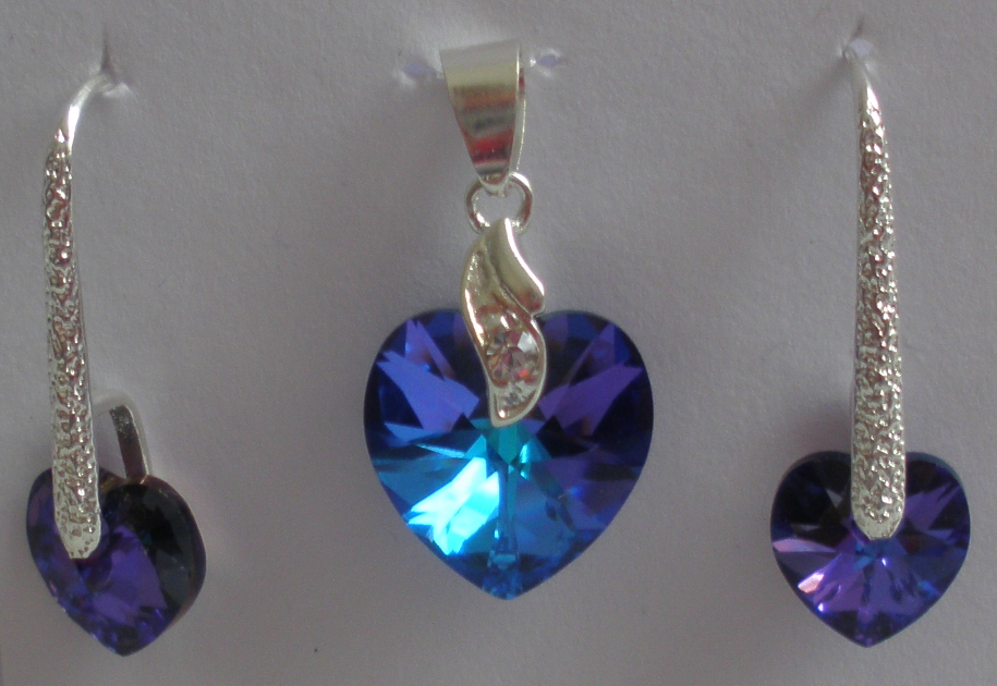Sada Swarovski Srdce Heliotrope AB s bižuterními komponenty (SwSr4)