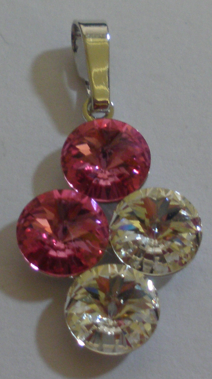 Přívěsek Swarovski 4 Rivoli Rose/Crystal rhodiovaný (Přív4R8_18/1)