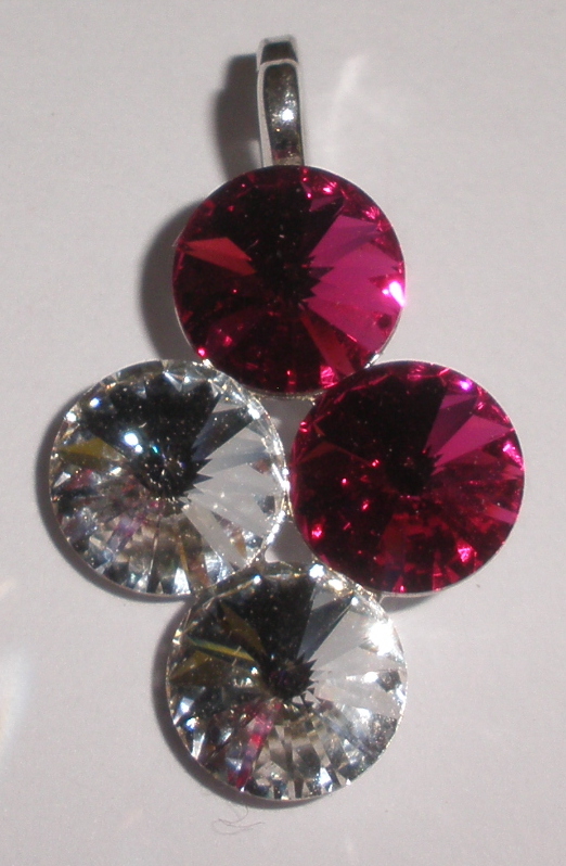 Přívěsek Swarovski 4 Rivoli Fuchsia/Crystal rhodiovaný (Přív4R8_17/1)