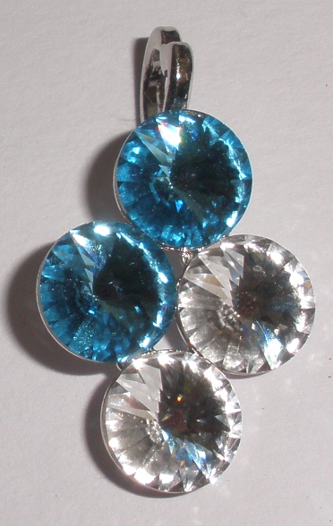 Přívěsek Swarovski 4 Rivoli Aquamarine/Crystal rhodiovaný (Přív4R8_39/1)