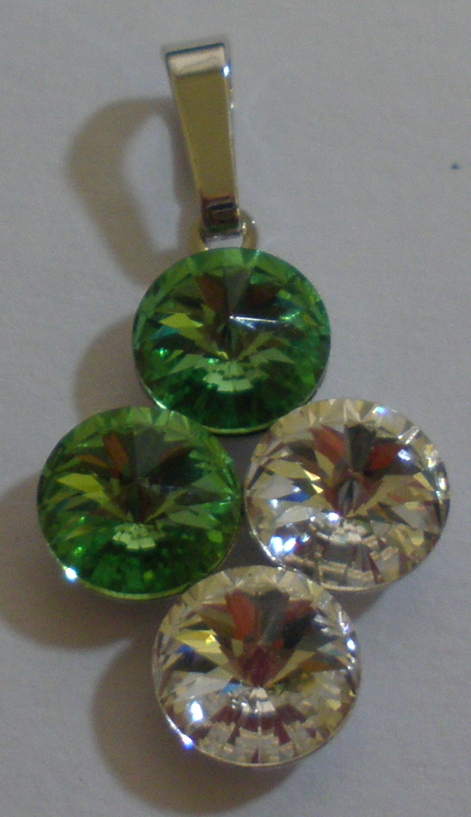 Přívěsek Swarovski 4 Rivoli Peridot/Crystal rhodiovaný (Přív4R8_46/1)