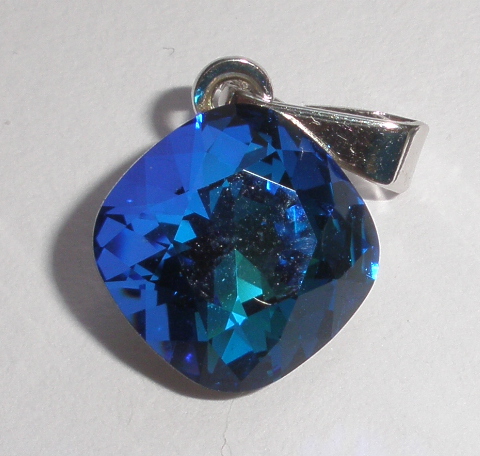 Přívěsek Swarovski Čtvereček Bermuda Blue rhodiovaný (ČtvPr_33)