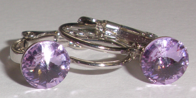 Dětské náušnice Swarovski 1 Rivoli 6 mm Violet rhodiované zapínací (1R6_27)