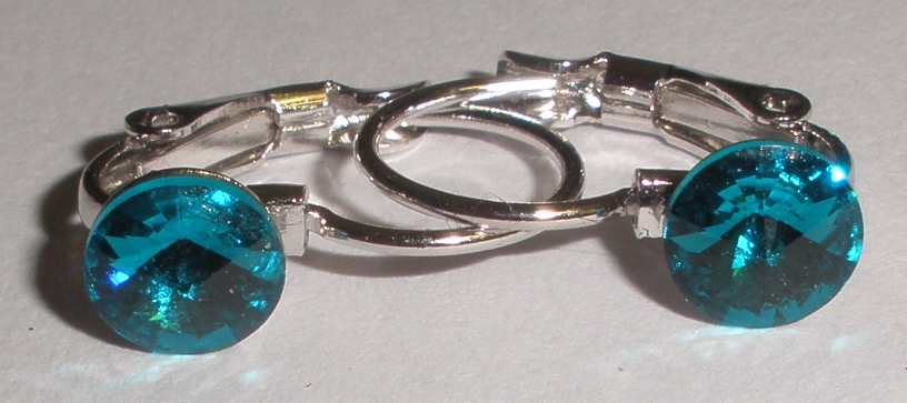 Dětské náušnice Swarovski 1 Rivoli 6 mm Blue Zircon rhodiované zapínací (1R6_41)