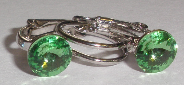 Dětské náušnice Swarovski 1 Rivoli 6 mm Peridot rhodiované zapínací (1R6_46)