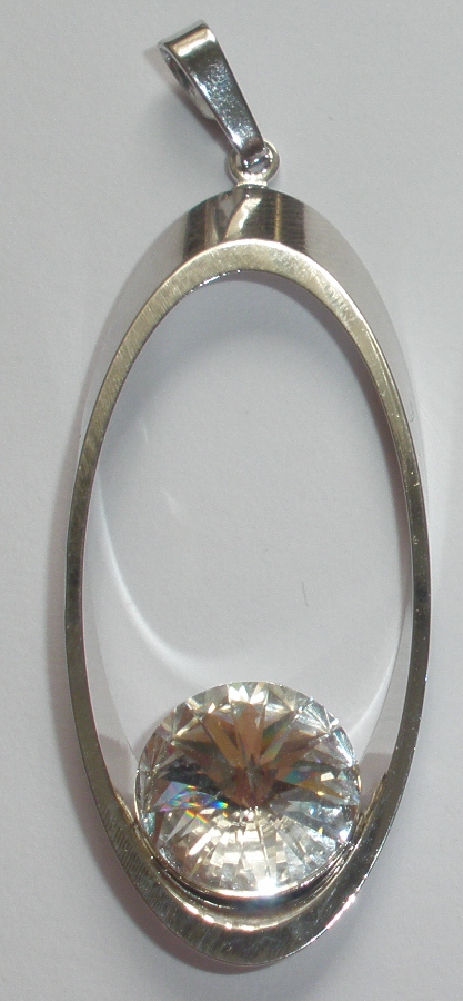 Přívěsek Swarovski Salámek s Rivoli Crystal 12 mm rhodiovaný (1RPrSa_01)