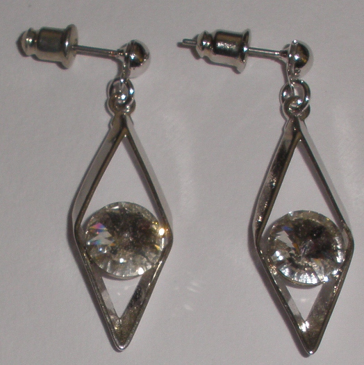 Náušnice Swarovski Kosočtverce s Rivoli Crystal rhodiované (1RKoN8_1)